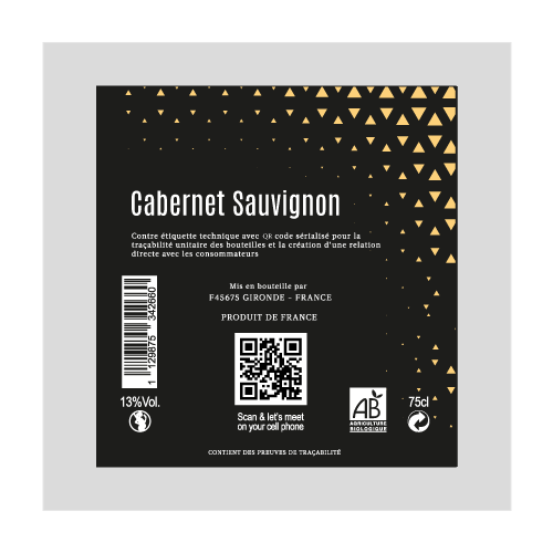 Back label with Qr code